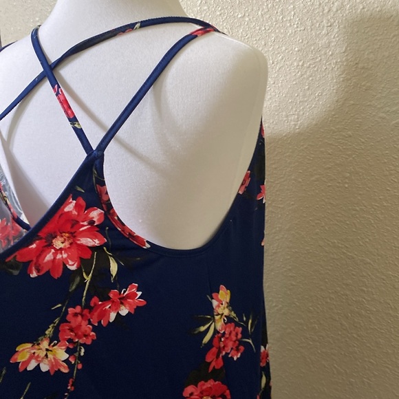 NWT Papermoon Floral Navy Flowy Tank Blouse Size 2X - Picture 7 of 10